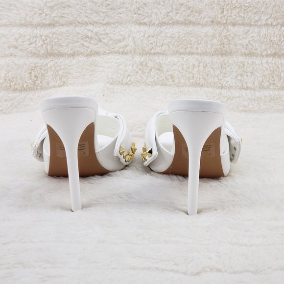 Darian Slip On White Open Toe High Heel Clogs Mules Slides - Picture 7 of 10